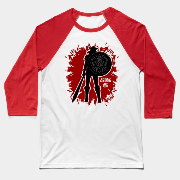 Viking Shield Maiden Baseball T-Shirt by RadStar